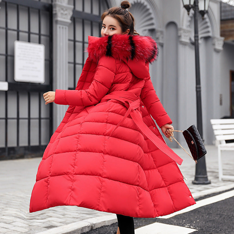 Women's coat in duvet with fur hood Long parka padded elegant warm