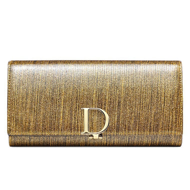 Women's wallet leather elegant pearly D buckle
