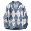 Men’s Knit Sweater Pullover Elegant Loose Oversized V Neck Long Sleeve