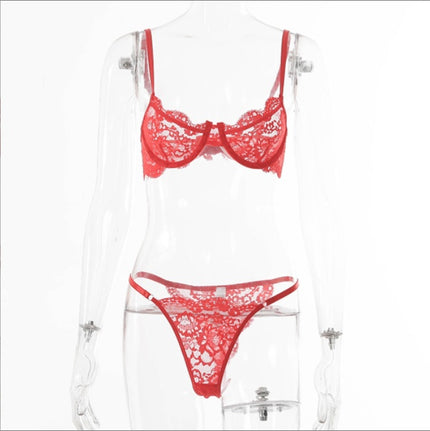 Buy red Women's lingerie set elegant lace underwire