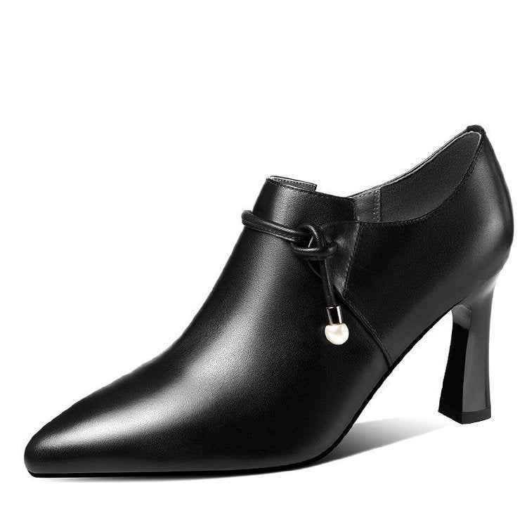 Women Shoes pointed mid heel elegant, side zipper confortable