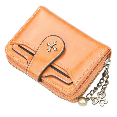 Buy orange Women's wallet leather elegant buckle closure