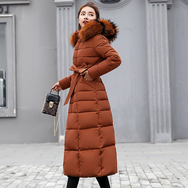 Women's coat in duvet with fur hood Long parka padded elegant warm