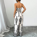 Women's Sexy Jumpsuit with Elegant Print Knot Wide Leg Slim Fit-2