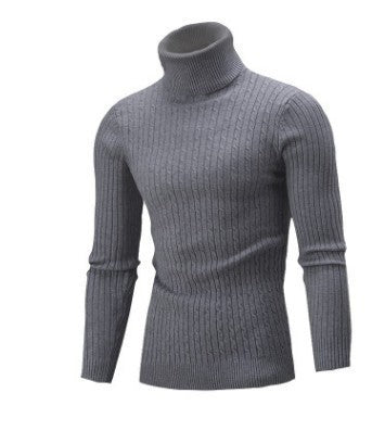 Men's sweater pullover knit casual retro twisted flower turtleneck