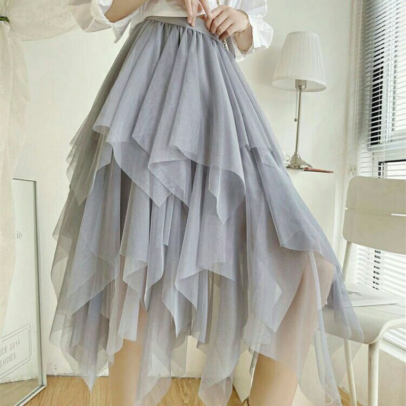 Women's skirt trapeze in Tulle elegant high-end degraded