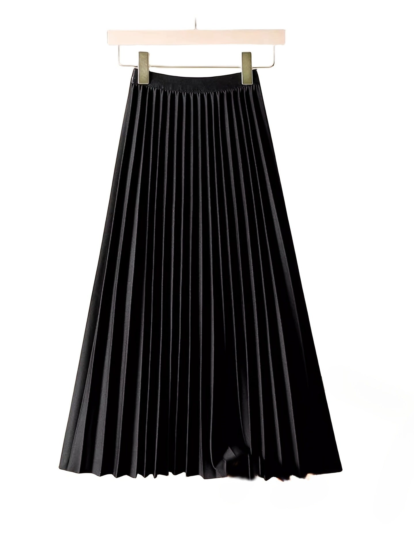 Women's skirt pleated elegant high waisted solid versatile