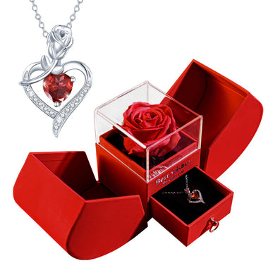 To My Love Preserved Red Rose Love You Necklace Gift Set