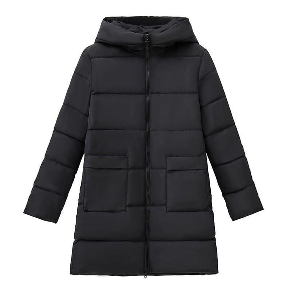 Women's jacket cotton padded hot thick hood elegant snow coat