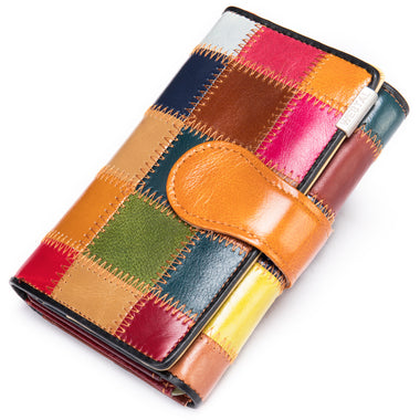 Buy oil-leather-square Women's wallet long leather zipper Bohemia elegant