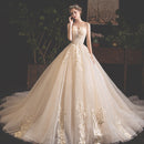 Wedding dress Sparkling sweetheart sexy, ivory champagne pearls, gauze