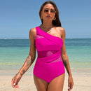 Women's swimwear one-piece elegant one shoulder lace