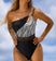Women's swimwear  one-piece elegant One Shoulder printed
