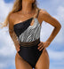 Women's swimwear  one-piece elegant One Shoulder printed
