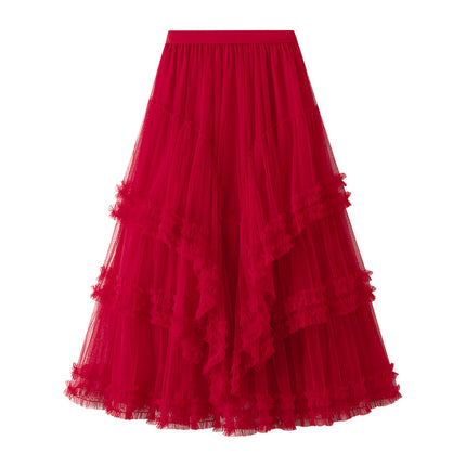 Women's skirt Multi-layer slimming, skirt long high waist, evening