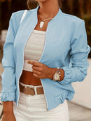 Women's Jacket cardigan decorative elegant light bomber zipper