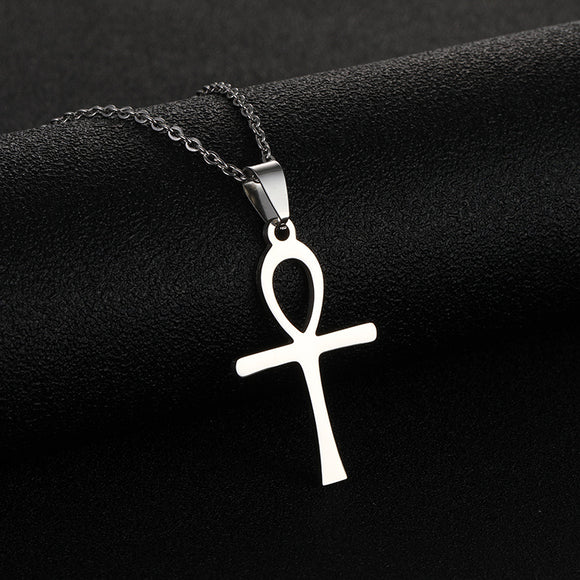 Necklace elegant cross pendant stainless steel unisex