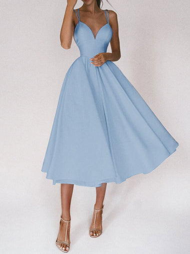 Elegant Sweetheart Neck Cocktail Dress Women Sexy Spaghetti Straps