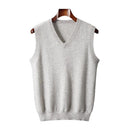 Men’s Sweater Vest Elegant Ribbed Knit Sleeveless V Neck Business Style