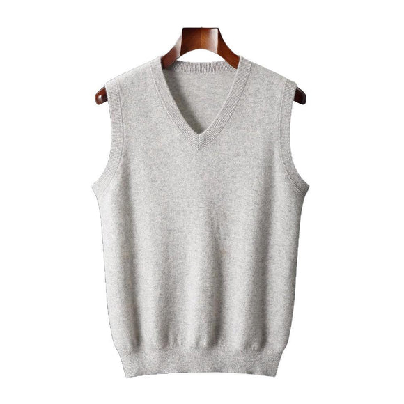 Men’s Sweater Vest Elegant Ribbed Knit Sleeveless V Neck Business Style