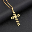 Necklace elegant cross pendant stainless steel unisex