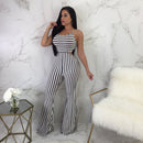 Women's Jumpsuit Elegant Striped Slim Fit Backless Romper