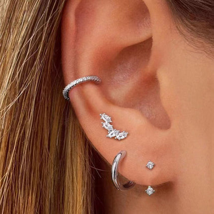 Women's Earrings galvanized brass four pieces zircon inlaid