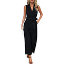 Women's Jumpsuit Elegant V Neck Sleeveless Wide Leg Long Party Work-4