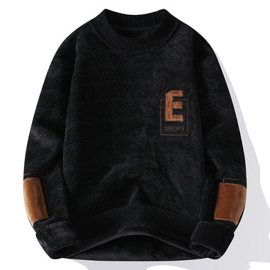 Comprar h707-negro Suéter de punto estilo pullover con forro polar grueso y cálido para invierno.