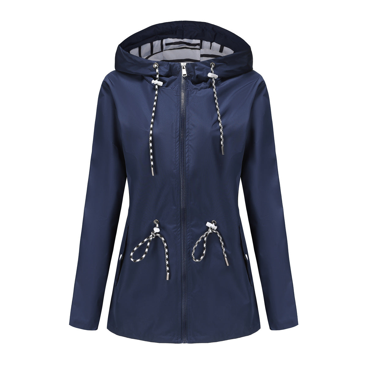 Women's jacket hooded waterproof elegant windbreaker zipper