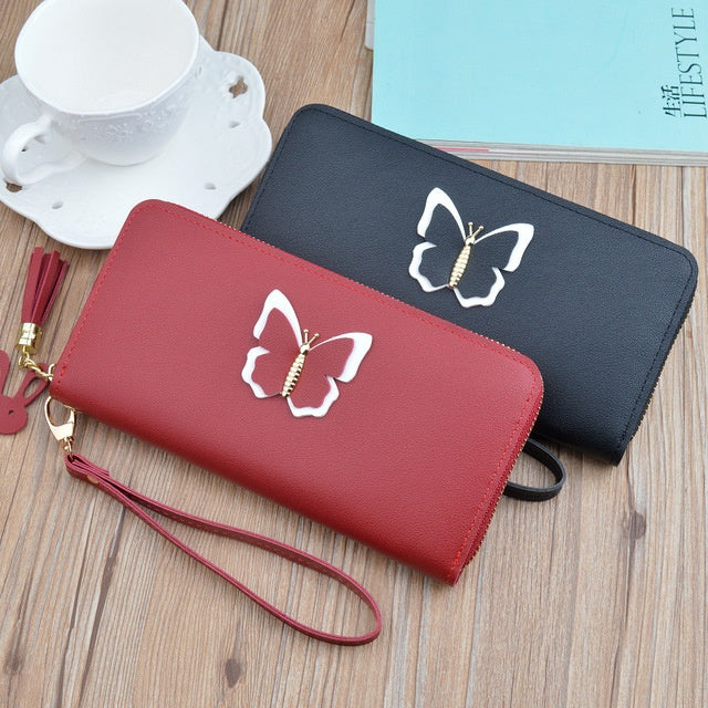 Women's long wallet PU leather elegant Zipped Coin Purse