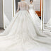 Wedding Dress Lace with appliques, train, long sleeve, peals