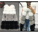 Women's Vest Coat in fox fur with square panels elegant long and warm