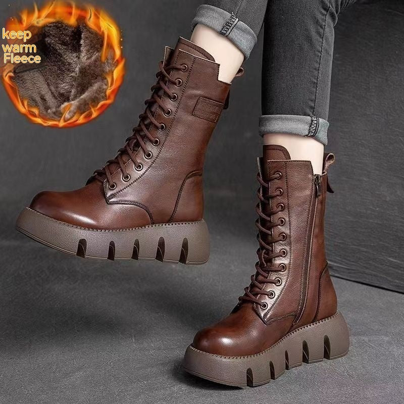 Women's flat Boots in genuine leather elegant orthopedic hot