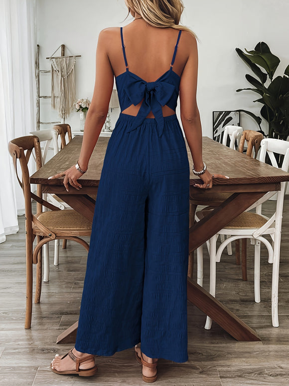 Women's Jumpsuit Elegant Casual Strap Bow Back Detail Chic