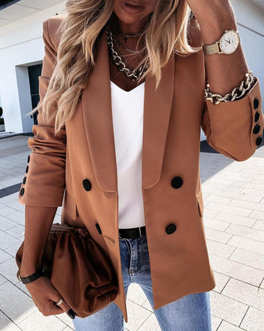 Women's blazer long sleeve sequin shiny elegant, office jacket buttoned