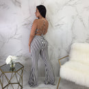 Women's Jumpsuit Elegant Striped Slim Fit Backless Romper