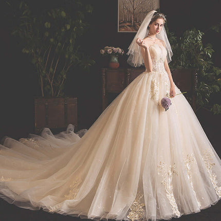 Women’s Wedding Dress Mori Style Corset Tube Top Trailing Skirt
