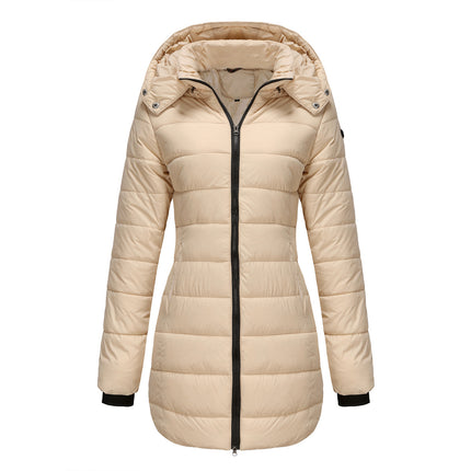 Women's jacket padded waterproof cotton hooded long sleeves zipper