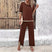 Women's Sets Elegant Striped Knitted Sexy top Straight Trousers