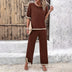 Women's Sets Elegant Striped Knitted Sexy top Straight Trousers