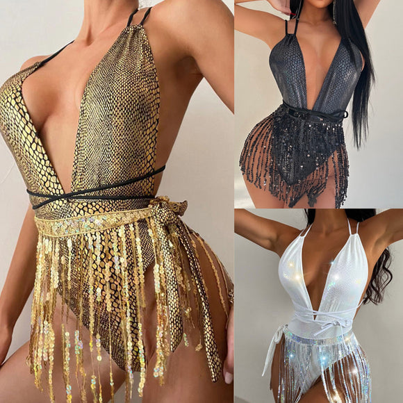 Women's swimsuit one-piece nightclub hot girl Tassel