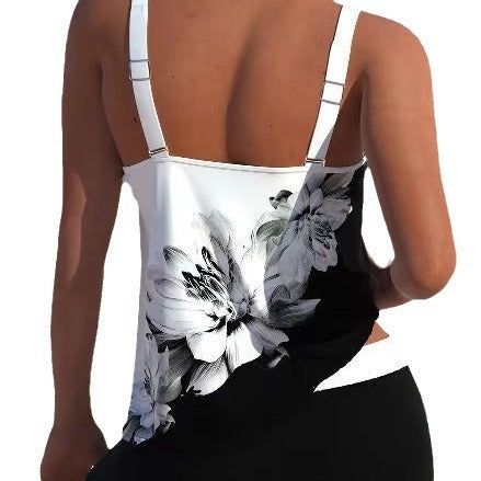 Women's swimwear Tankini set elegant stretch floral print