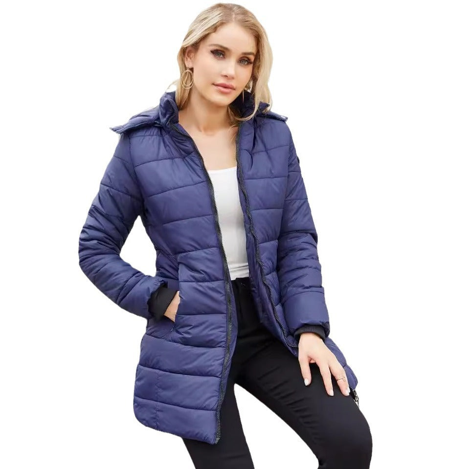 Women's jacket padded waterproof cotton hooded long sleeves zipper