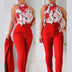 Women's Set Two Piece Pants Floral Top Halter High Waist 