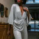 Women’s Jumpsuit Sexy Elegant Sequined Deep V Neck Large Size-5