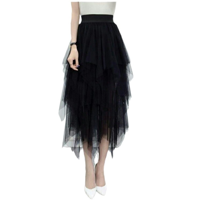 Women's skirt trapeze in Tulle elegant high-end degraded