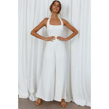 Women's Jumpsuit Sexy Halter Backless Wide Leg Leisure