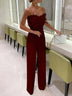 Women’s Jumpsuit Ceremony Elegant Feather Tube Top  Wide Leg Pants