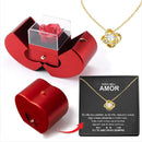 Luxury Red Apple Jewelry Box with Eternal Rose & Gift Necklace-14